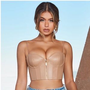 Camel Leather Crop Top